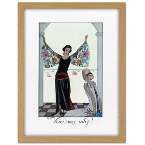 Artery8 Barbier Wings Dress French Fashion Woman 1923 Artwork Framed Wall Art Print 18X24 Inch Artery8 Barbier Wings Dress French Fashion Woman 1923 Artwork Framed Wall Art Print 18X24 Inch