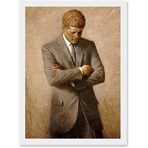 Artery8 Shikler Official Portrait US President John Kennedy JFK Painting Artwork Framed Wall Art Print A4 Artery8 Shikler Official Portrait US President John Kennedy JFK Painting Artwork Framed Wall Art Print A4