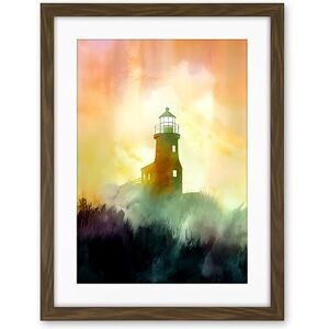 Artery8 Lighthouse in the Fog Watercolour Painting Soft Atmospheric Light Coastal Landscape Artwork Framed Wall Art Print 18X24 Inch Artery8 Lighthouse in the Fog Watercolour Painting Soft Atmospheric Light Coastal Landscape Artwork Framed Wall Art Print 18X24 Inch