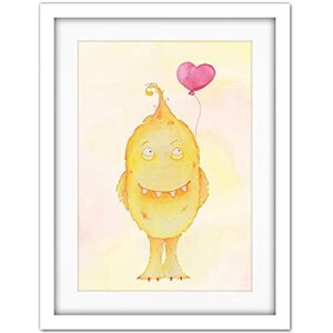 Wee Blue Coo Wee Wild Monsters Toby Heart Balloon Kids Artwork Framed Wall Art Print 18X24 Inch Wee Blue Coo Wee Wild Monsters Toby Heart Balloon Kids Artwork Framed Wall Art Print 18X24 Inch