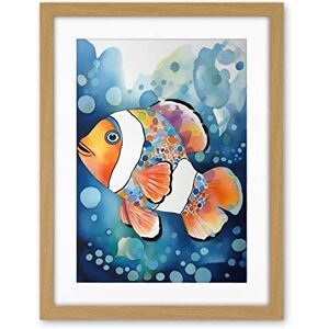 Artery8 Clownfish With Multicoloured Spot Pattern Folk Art Watercolour Painting Artwork Framed Wall Art Print 18X24 Inch Artery8 Clownfish With Multicoloured Spot Pattern Folk Art Watercolour Painting Artwork Framed Wall Art Print 18X24 Inch