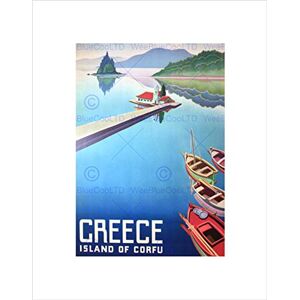 Wee Blue Coo TRAVEL ISLAND CORFU GREECE BOATS PIERS BLACK FRAMED ART PRINT PICTURE B12X7852 Wee Blue Coo TRAVEL ISLAND CORFU GREECE BOATS PIERS BLACK FRAMED ART PRINT PICTURE B12X7852