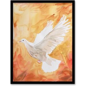 Artery8 White Peace Dove Warm Orange Red Watercolour Living Room Artwork Framed Wall Art Print A4 Artery8 White Peace Dove Warm Orange Red Watercolour Living Room Artwork Framed Wall Art Print A4