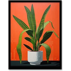 Wee Blue Coo Striking Snake Plant Bright Orange Green Artwork Framed Wall Art Print A4 Wee Blue Coo Striking Snake Plant Bright Orange Green Artwork Framed Wall Art Print A4