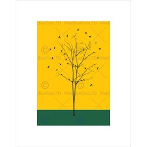 Wee Blue Coo LEAFLESS TREE BIRDS SILHOUETTE BLACK FRAME FRAMED ART PRINT PICTURE B12X8805 Wee Blue Coo LEAFLESS TREE BIRDS SILHOUETTE BLACK FRAME FRAMED ART PRINT PICTURE B12X8805
