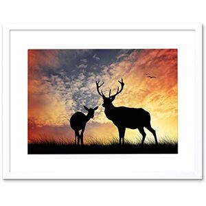 Wee Blue Coo Photo Composition Deer Silhouette Sunset Sky Stag Framed Print Picture F12X814 Wee Blue Coo Photo Composition Deer Silhouette Sunset Sky Stag Framed Print Picture F12X814