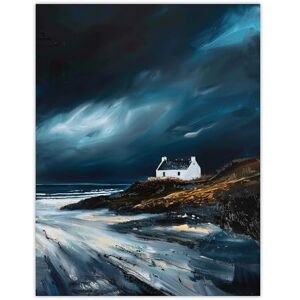 Artery8 Scottish Isle Cottage Oil Painting Stormy Coastal Living Room Extra Large XL Wall Art Poster Print Artery8 Scottish Isle Cottage Oil Painting Stormy Coastal Living Room Extra Large XL Wall Art Poster Print