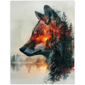 Artery8 Wolf Forest Sunset Nature Animal Lover Design For Living Room Extra Large XL Wall Art Poster Print Artery8 Wolf Forest Sunset Nature Animal Lover Design For Living Room Extra Large XL Wall Art Poster Print