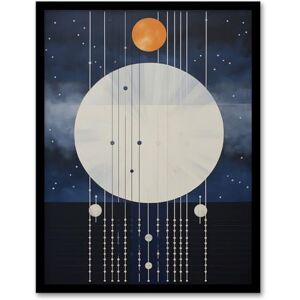 Wee Blue Coo Abstract Solar Eclipse Oil Painting Blue Orange Geometric Planetary Orbits Night Sky Artwork Framed Wall Art Print A4 Wee Blue Coo Abstract Solar Eclipse Oil Painting Blue Orange Geometric Planetary Orbits Night Sky Artwork Framed Wall Art Print A4