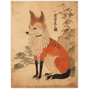 Artery8 Edo Period Kitsune Red Fox Portrait Simple Japanese Ukiyo-e Style Painting Large Wall Art Poster Print Thick Paper 18X24 Inch Artery8 Edo Period Kitsune Red Fox Portrait Simple Japanese Ukiyo-e Style Painting Large Wall Art Poster Print Thick Paper 18X24 Inch