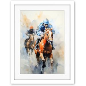 Artery8 Horseracing Jockeys Racing Horses Action Watercolour Kentucky Derby Grand National Cheltenham Gold Cup Painting Blue Orange Race Sport Artwork Framed Wall Art Print 18X24 Inch Artery8 Horseracing Jockeys Racing Horses Action Watercolour Kentucky Derby Grand National Cheltenham Gold Cup Painting Blue Orange Race Sport Artwork Framed Wall Art Print 18X24 Inch