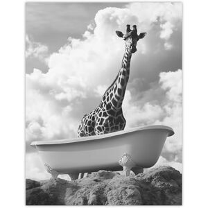 Artery8 Giraffe in Bathtub on a Hill Black White Surreal Bathroom Toilet Extra Large XL Wall Art Poster Print Artery8 Giraffe in Bathtub on a Hill Black White Surreal Bathroom Toilet Extra Large XL Wall Art Poster Print
