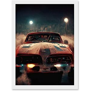 Doppelganger33 LTD Classic Sports Car Muscle Cinematic Night Atmospheric Race In Fog Artwork Framed A3 Wall Art Print Doppelganger33 LTD Classic Sports Car Muscle Cinematic Night Atmospheric Race In Fog Artwork Framed A3 Wall Art Print