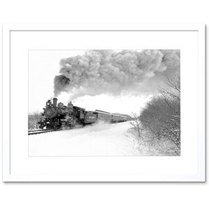 Wee Blue Coo Vintage Photo Steam Train Winter Snow Framed Wall Art Print Wee Blue Coo Vintage Photo Steam Train Winter Snow Framed Wall Art Print