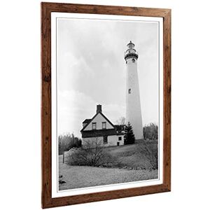 Big Box Art Framed Print of Architecture Lighthouse Presque Isle Light Station MI Design Wall Art Picture Home Decor for Living Room, Bedroom, Office, Walnut, A2 / 24.5x18 Inch / 62x45cm Big Box Art Framed Print of Architecture Lighthouse Presque Isle Light Station MI Design Wall Art Picture Home Decor for Living Room, Bedroom, Office, Walnut, A2 / 24.5x18 Inch / 62x45cm