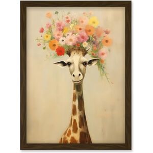 Artery8 Cheerful Giraffe with Wildflower Bouquet Hat Spring Camouflage Whimsical Oil Painting Nursery Artwork Framed Wall Art Print A4 Artery8 Cheerful Giraffe with Wildflower Bouquet Hat Spring Camouflage Whimsical Oil Painting Nursery Artwork Framed Wall Art Print A4