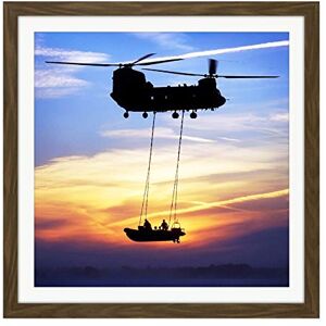 Artery8 Military UK Chinook Helicopter Royal Marines Square Wooden Framed Wall Art Print Picture 16X16 Inch Artery8 Military UK Chinook Helicopter Royal Marines Square Wooden Framed Wall Art Print Picture 16X16 Inch