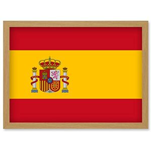 Artery8 - Spain Flag - A4 - Light Oak - Framed Wall Art Artery8 - Spain Flag - A4 - Light Oak - Framed Wall Art