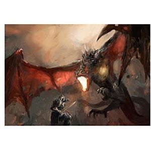 Wee Blue Coo Painting Illustration Fantasy Dragon Slayer Battle Cool Wall Art Print Wee Blue Coo Painting Illustration Fantasy Dragon Slayer Battle Cool Wall Art Print
