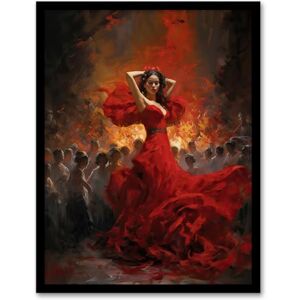 Artery8 Carmen Dancing Oil Painting Fiery Gypsy Seductive Dance In Red Dress Artwork Framed Wall Art Print A4 Artery8 Carmen Dancing Oil Painting Fiery Gypsy Seductive Dance In Red Dress Artwork Framed Wall Art Print A4