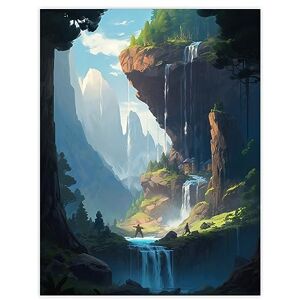 Artery8 Under a Cascading Waterfall Concept Art Painting Blue Green Orange Hidden Kingdom in Dreamy Cliff Landscape Large Wall Art Poster Print Thick Paper 18X24 Inch Artery8 Under a Cascading Waterfall Concept Art Painting Blue Green Orange Hidden Kingdom in Dreamy Cliff Landscape Large Wall Art Poster Print Thick Paper 18X24 Inch