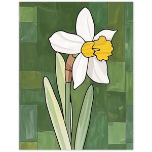 Artery8 Daffodil Flower Bloom Green Stylised Painting Living Room Extra Large XL Wall Art Poster Print Artery8 Daffodil Flower Bloom Green Stylised Painting Living Room Extra Large XL Wall Art Poster Print
