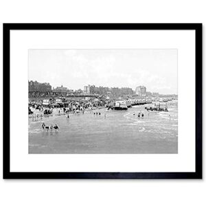 Wee Blue Coo MARGATE BEACH AND LADIES BATHING PLACE ENGLAND BW FRAMED ART PRINT B12X355 Wee Blue Coo MARGATE BEACH AND LADIES BATHING PLACE ENGLAND BW FRAMED ART PRINT B12X355