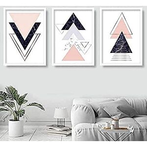 Artze Wall Art Geometric Abstract Triangles Pattern Art Prints 3-Piece Set, 30 cm Width x 40 cm Height, Navy/Blush Pink Artze Wall Art Geometric Abstract Triangles Pattern Art Prints 3-Piece Set, 30 cm Width x 40 cm Height, Navy/Blush Pink