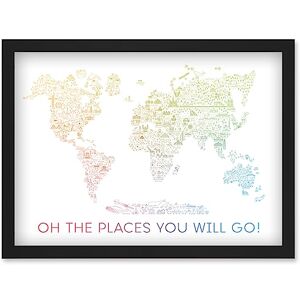 Artery8 - World Travel Map - Rainbow White - Framed Wall Art Artery8 - World Travel Map - Rainbow White - Framed Wall Art