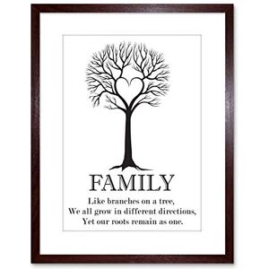 Wee Blue Coo Family Roots Quote Motivation B&W He Tree Framed Wall Art Print Wee Blue Coo Family Roots Quote Motivation B&W He Tree Framed Wall Art Print