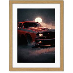 Doppelganger33 LTD Classic Red Sports Muscle Car On A Rainy Atmospheric Night Artwork Framed Wall Art Print 18X24 Inch Doppelganger33 LTD Classic Red Sports Muscle Car On A Rainy Atmospheric Night Artwork Framed Wall Art Print 18X24 Inch