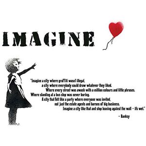 Wee Blue Coo Banksy Imagine City Graffiti Girl Balloon Quote Typography Art Print Poster Wall Decor 12X16 Inch Wee Blue Coo Banksy Imagine City Graffiti Girl Balloon Quote Typography Art Print Poster Wall Decor 12X16 Inch