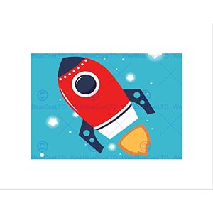 Wee Blue Coo NURSERY SPACESHIP ROCKET RED FLAME STARS SKY FLYING KIDS ART PRINT B12X13444 Wee Blue Coo NURSERY SPACESHIP ROCKET RED FLAME STARS SKY FLYING KIDS ART PRINT B12X13444