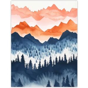 Artery8 Misty South American Forest Orange Blue Watercolour Living Room Extra Large XL Wall Art Poster Print Artery8 Misty South American Forest Orange Blue Watercolour Living Room Extra Large XL Wall Art Poster Print