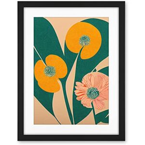 Wee Blue Coo California Poppy Flower Blooms Turquoise Leaves Bright Artwork Framed Wall Art Print 18X24 Inch Wee Blue Coo California Poppy Flower Blooms Turquoise Leaves Bright Artwork Framed Wall Art Print 18X24 Inch