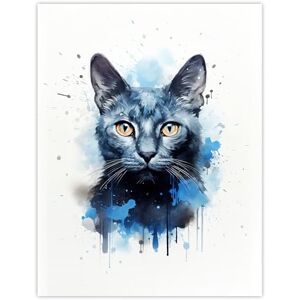 Artery8 Russian Blue Cat Lovers Gift Watercolour Pet Portrait Painting Artwork Extra Large XL Wall Art Poster Print Artery8 Russian Blue Cat Lovers Gift Watercolour Pet Portrait Painting Artwork Extra Large XL Wall Art Poster Print