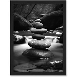 Artery8 Zen Stacking Stones in River Black and White Photo Artwork Framed Wall Art Print A4 Artery8 Zen Stacking Stones in River Black and White Photo Artwork Framed Wall Art Print A4
