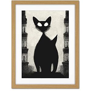 Doppelganger33 LTD Giant Black Cat Le Chat Noir City Monochrome Illustration Artwork Framed Wall Art Print 18X24 Inch Doppelganger33 LTD Giant Black Cat Le Chat Noir City Monochrome Illustration Artwork Framed Wall Art Print 18X24 Inch