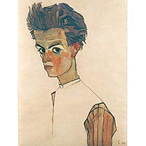 Fine Art Prints Egon Schiele Self Portrait With Striped Shirt Art Print Canvas Premium Wall Decor Poster Mural Fine Art Prints Egon Schiele Self Portrait With Striped Shirt Art Print Canvas Premium Wall Decor Poster Mural