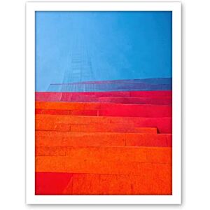 Wee Blue Coo Abstract Minimalist Steps Painting Blue Purple Pink Orange Red Artwork Framed Wall Art Print 18X24 Inch Wee Blue Coo Abstract Minimalist Steps Painting Blue Purple Pink Orange Red Artwork Framed Wall Art Print 18X24 Inch
