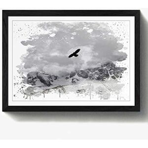 Arty Pie Framed Print Black A2 (24.5x18 Inch) Bird Flying Over Mountains V3, Wood, Multi-Colour, 60 x 42 x 2 cm Arty Pie Framed Print Black A2 (24.5x18 Inch) Bird Flying Over Mountains V3, Wood, Multi-Colour, 60 x 42 x 2 cm