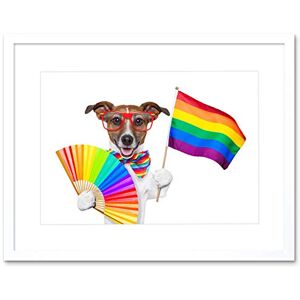 Wee Blue Coo Painting Illustration Jack Russell Dog Gay Pride Flag Framed Wall Art Print Wee Blue Coo Painting Illustration Jack Russell Dog Gay Pride Flag Framed Wall Art Print