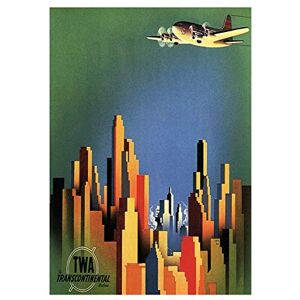 Wee Blue Coo Twa Air Flight Plane City Skyscraper Ad Picture Wall Art Print Wee Blue Coo Twa Air Flight Plane City Skyscraper Ad Picture Wall Art Print