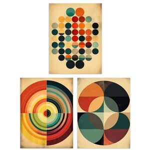 Artery8 Set of 3 Bauhaus Mid Century Modern Abstract Geometric Concentric Circles Aesthetic Unframed Wall Art Living Room Poster Prints Pack Artery8 Set of 3 Bauhaus Mid Century Modern Abstract Geometric Concentric Circles Aesthetic Unframed Wall Art Living Room Poster Prints Pack
