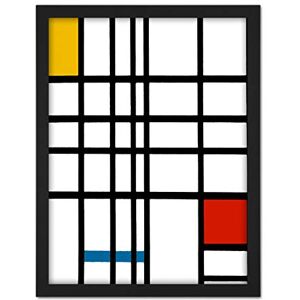 Wee Blue Coo Piet Mondrian Composition Yellow Blue Red Artwork Framed Wall Art Print 18X24 Inch Wee Blue Coo Piet Mondrian Composition Yellow Blue Red Artwork Framed Wall Art Print 18X24 Inch