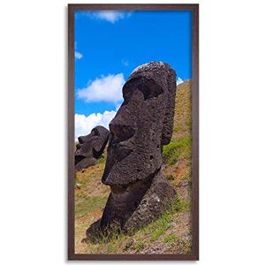 Wee Blue Coo Moai Head Easter Island Monument Long Panel Framed Wall Art Print Wee Blue Coo Moai Head Easter Island Monument Long Panel Framed Wall Art Print