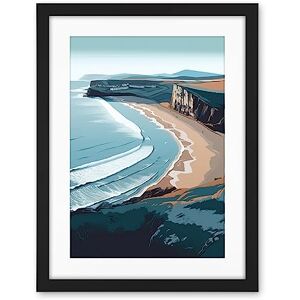 Artery8 Rhossili Bay Cliffs Over Beach Coastal Landscape Artwork Framed Wall Art Print 18X24 Inch Artery8 Rhossili Bay Cliffs Over Beach Coastal Landscape Artwork Framed Wall Art Print 18X24 Inch