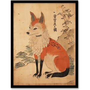 Artery8 Edo Period Kitsune Red Fox Portrait Simple Japanese Ukiyo-e Style Painting Artwork Framed Wall Art Print 18X24 Inch Artery8 Edo Period Kitsune Red Fox Portrait Simple Japanese Ukiyo-e Style Painting Artwork Framed Wall Art Print 18X24 Inch