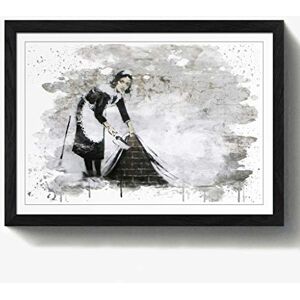 Arty Pie Framed Print Black A2 (24.5x18 Inch) Banksy Maid Sweeping Graffiti Wall Art V3, Wood, Multi-Colour, 60 x 42 x 2 cm Arty Pie Framed Print Black A2 (24.5x18 Inch) Banksy Maid Sweeping Graffiti Wall Art V3, Wood, Multi-Colour, 60 x 42 x 2 cm