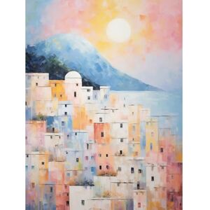 Artery8 Santorini Whitewashed Buildings Pastel Colour Oil Painting Orange Pink Blue Sunrise Fira Coastal City Unframed Wall Art Print Poster Home Decor Premium Artery8 Santorini Whitewashed Buildings Pastel Colour Oil Painting Orange Pink Blue Sunrise Fira Coastal City Unframed Wall Art Print Poster Home Decor Premium